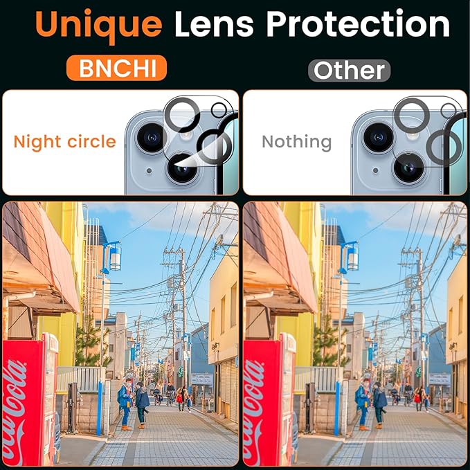 BNCHI 3 Pack for iPhone 14 Plus Privacy Screen Protector + 3 Pack Camera Lens Protector, Shatterproof Premium Tempered Glass, Auto-Dust Removal, 28°Anti Spy, 9H Full Coverage Tempered Glass Film