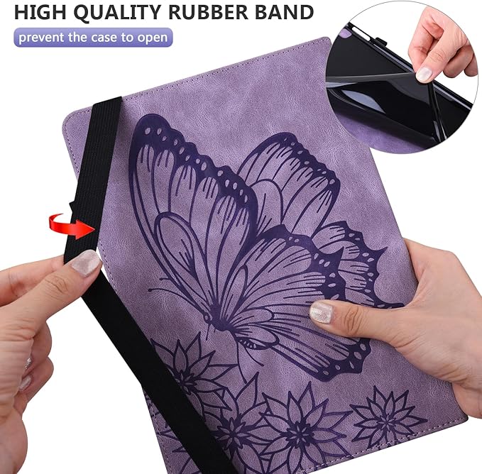 Dteck for Fire Max 11 (13th Generation) Tablet Case 11" 2023, PU Leather Protective Fold Stand Case with Adjustable Viewing Angles, 4 Card Slots, Cute Butterfly Lightweight Slim Folio Case, Purple
