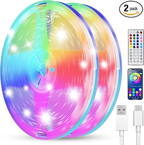 Smart LED Strip Lights 200FT (2 Rolls of 100 ft) for Bedroom App Control Lighting Bedroom Rome Decor with Remote, RGB Music Sync Color Changing LED Lights for Party,Game Room