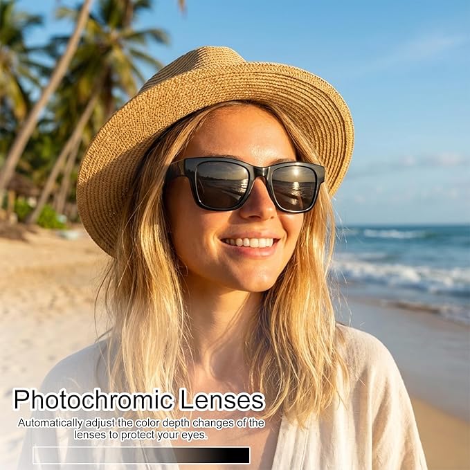 AI Smart Glasses with Color-Change Lenses Bluetooth Glasses for Men Women with Translation 160+Languages Voice Assistant Translator Glass for Meeting,Travel (Sunglasses Lenses)