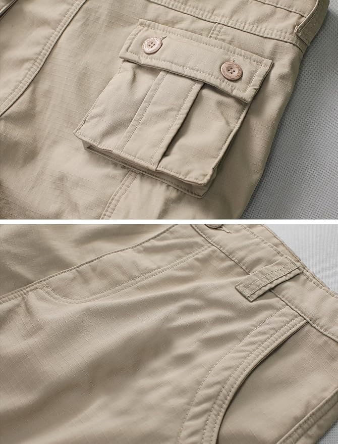 KOCTHOMY Men’s Fleece Lined Hiking Pants,Winter Outdoor Thermal Casual Work Cargo Pants with Multi Pockets, No Belt.