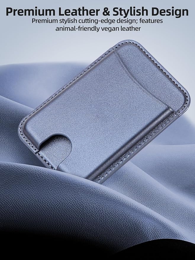 Miroddi for Magsafe Wallet, Magnetic Card Holder for iPhone 17/16/15/14/13/12 Series, Leather Magnet Phone Wallet Fit 4 Cards 3 Cash, Ultra-Thin, RFID Blocking, Navy Blue