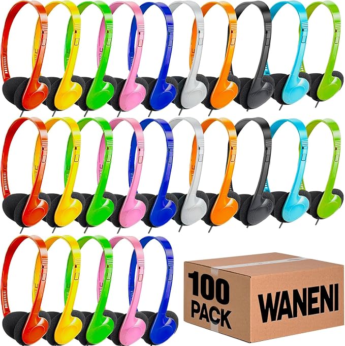 Kids Headphones Bulk 100 Pack for School Classroom Students Children Toddler Boys Girls Teen Adults