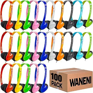 Kids Headphones Bulk 100 Pack for School Classroom Students Children Toddler Boys Girls Teen Adults