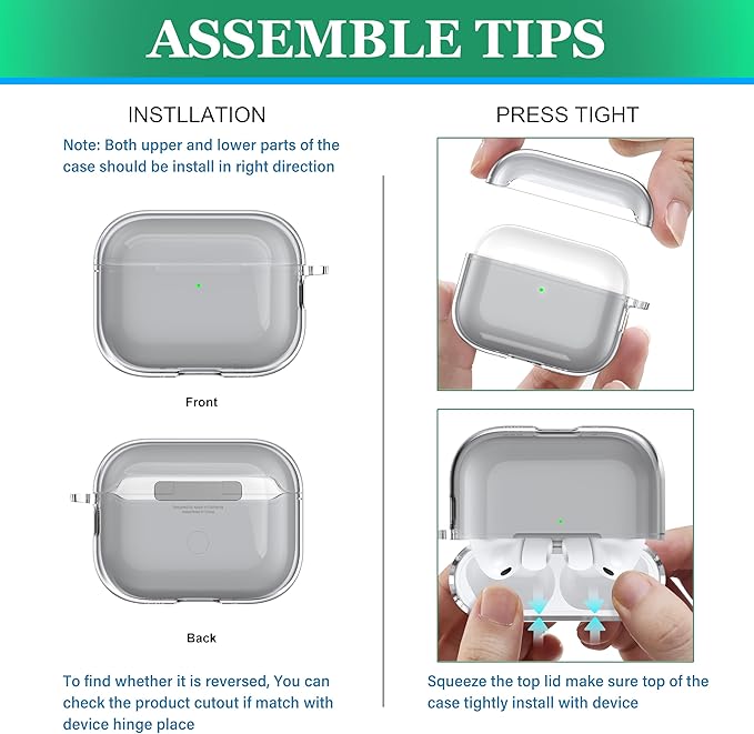 for AirPods Pro 3 Clear Case 2025, Military-Grade Shockproof, Soft TPU Highly Transparent Anti-Yellowing for AirPods Pro 3 Case with Cleaning Kit & Cute Round Buckle, Clear Black