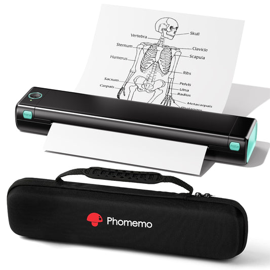 Phomemo M08F Inkless Thermal Portable Printer with Case - 8.5 x 11, Black