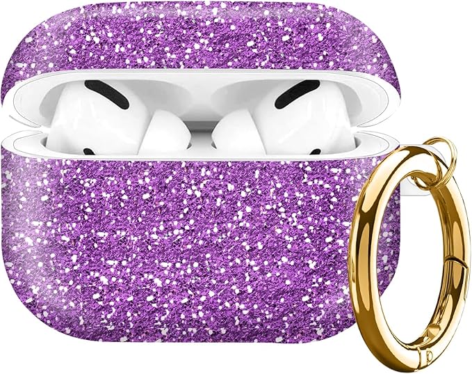 Compatible with AirPod Pro Case 2nd/1st Gen (2023/2022/2019),Shockproof Protective Cover with Keychain for Women,Cute Charging Case for Airpod Pro 2/1(Purple)