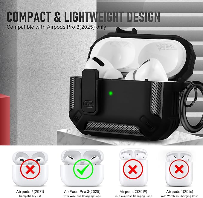 Compatible with Airpods Pro 3 Case(2025),for Airpods Pro 3rd Generation Cases Cover with Keychain Cleaner Kit Soft Silicone Shockproof Cover for Women Men