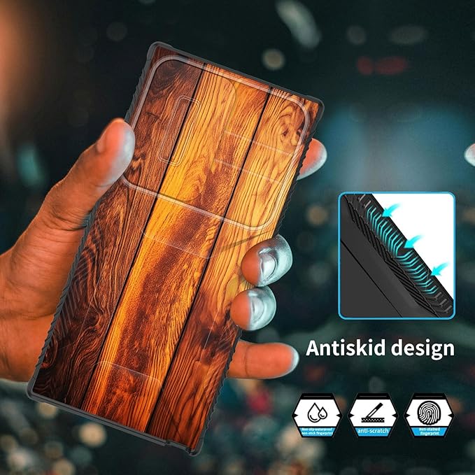 for Galaxy S26 Ultra Case Built in Slide Camera Lens Cover,Heavy Duty Shockproof Protection Dual Layer Case for Samsung Galaxy S26 Ultra 6.9" 2026,Vintage Wood Texture