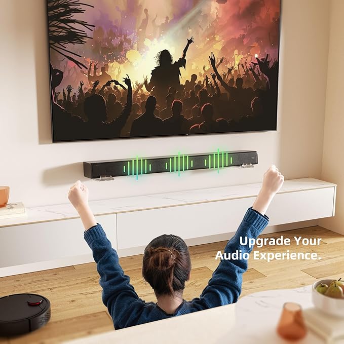 ELETIUO Soundbar Wall Mount Bracket for Samsung, LG, Sony, JBL, Vizio, Sonos and More, Depth Adjustable 3.5”-6.1”,Hold up to 30 Lbs,Soundbar Shelf Under TV, Clear