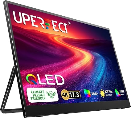 UPERFECT 17.3'' 4K Portable Monitor QLED, 600 Nits 150% sRGB 3840*2160 UHD