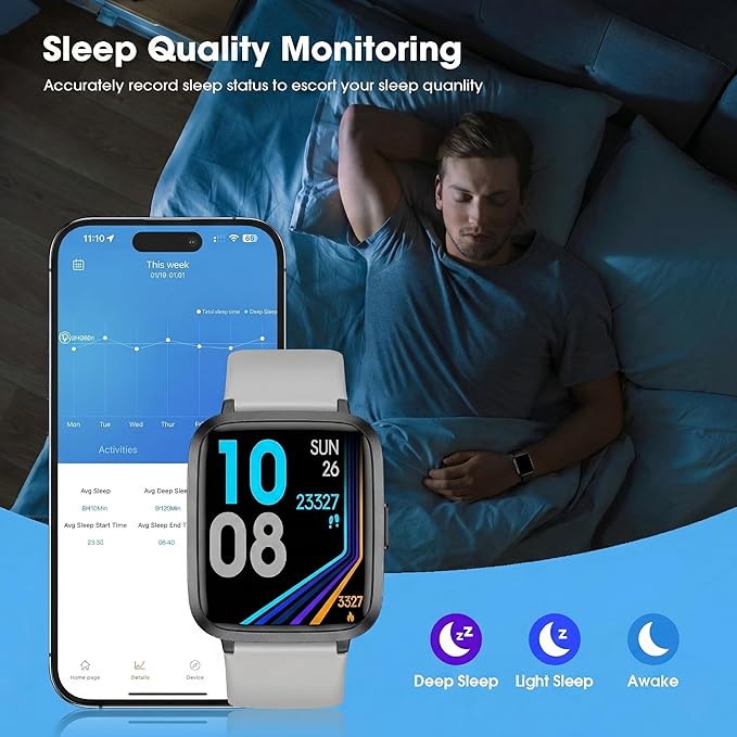 Fitness Tracker, Fitness Watch with Blood Oxygen, Heart Rate Monitor, Steps Calories Counter, Sleep Monitor, Pedometer IP68 Waterproof, Smart Watch for Android iPhones