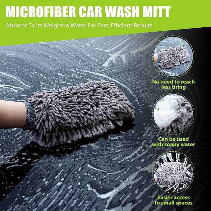 TTRCB 2 Pack 1300 GSM Car Drying Towel, Microfiber Towels for Cars - 36" x 24" & 16" x 16", Ultra-Absorbent, Streak Free, Premium Double Twisted-Loop Microfiber Cleaning Cloth with Car Wash Mitt