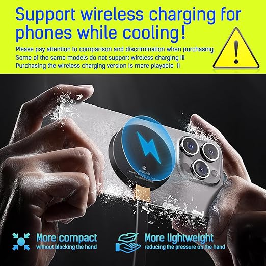 Magnetic Phone Cooler, ipad Cooler for Gaming,Live Streaming, Freeze in 15s, noiseless Cooling,for Phone/Tablet/iPad (Support Wireless Charging)