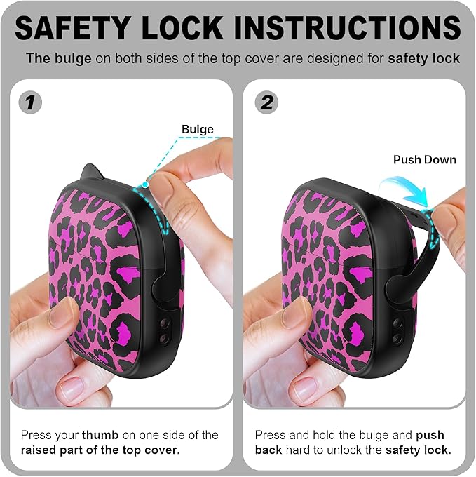 RFUNGUANGO AirPods 4 Case for Women Girly Cat Case with Lock, Phone Stand, Keychain & Cleaner Kit, Compatible with Apple Airpods 4th Generation Case Cover, Rose Red Leopard Print