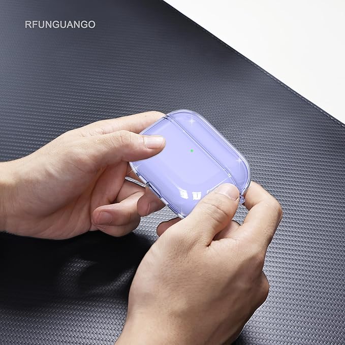 RFUNGUANGO AirPods Pro 3 Case Clear, Soft TPU Transparent with Cleaning Kit & Keychain, Compatible with Magsafe, Compatible Apple AirPods Pro 3rd (2025) Generation Protective Case, Purple