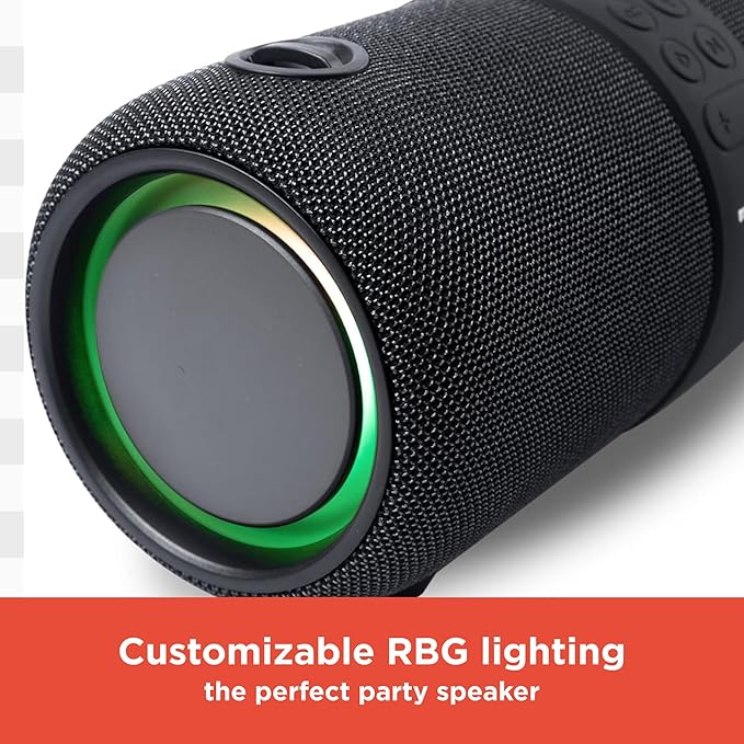 RadioShack IPX6 Waterproof Bluetooth Speaker with RGB Light and Mic, 14W (Black)