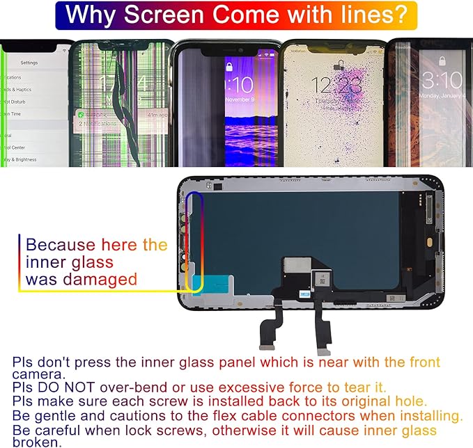for iPhone Xs Max Screen Replacement 6.5', 3D Touch Display Full Repair kit, Digitizer Assembly with Tools Set, Tempered Glass, Instruction
