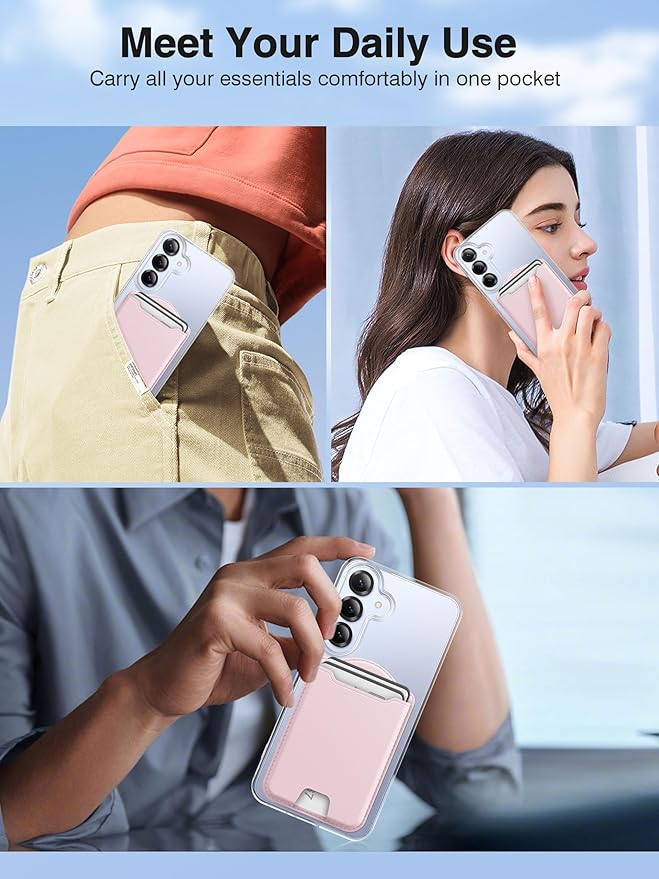 TopMade for MagSafe Wallet, Magnetic Wallet for Samsung Galaxy S26/S25/S24 Series and Z Fold 7 with Magnetic Case, Phone Wallet for iPhone 16/15/14/13/12 Series, RFID Blocking, Fits 4 Cards,Pink