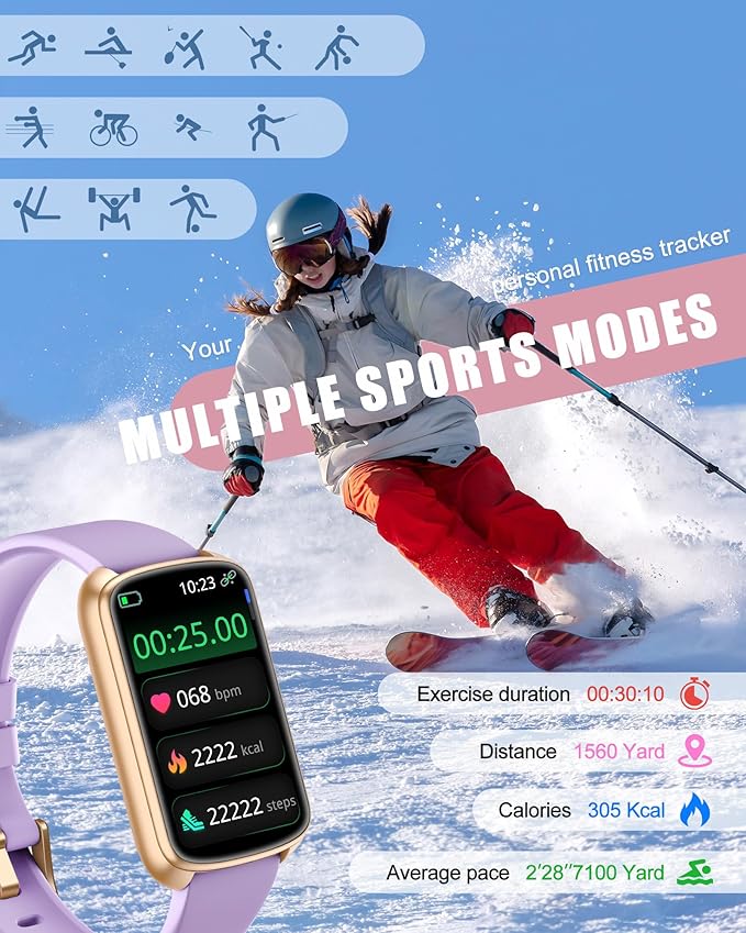 RLQA Fitness Tracker, Smart Watch for Women Men with 24/7 Heart Rate/Blood Pressure/Blood Oxygen Monitor,Sleep Tracker,Step & Calorie Counter, IP68 Waterproof Fitness Watches for Android&iPhone