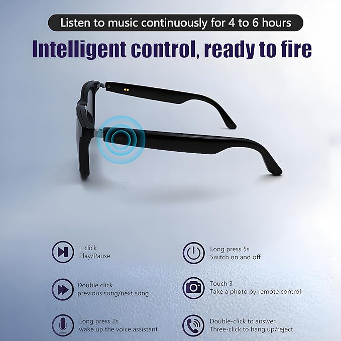 Smart Bluetooth Glasses for Women Men with Magnetic Lenses Music Sunglasses UV400 Open Ear,Clear Calls,Outdoor Driving (with Orange Lens)