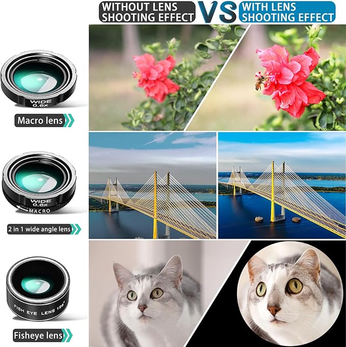 High Power 28x HD Phone Telephoto Lens Cell Phone Camera Lens Kit 198 Degree Ultra Wide Angle Fisheye Lens