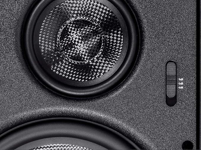 Monoprice 3-Way Carbon Fiber In Wall Speakers - 8-Inch, Pair, With Paintable Magnetic Grille, Black - Alpha Series