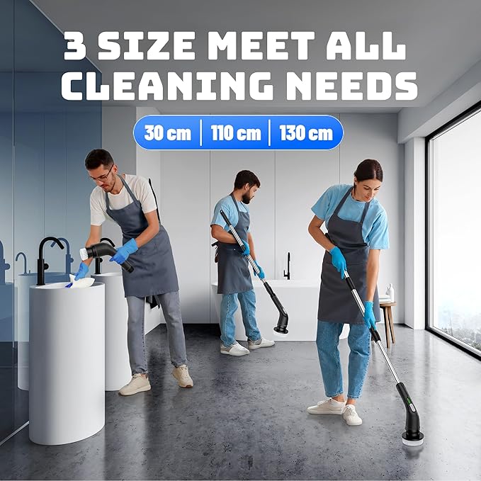 2 Pieces Electric Spin Scrubber - Cordless Bathroom Scrubber with 7 Brush Heads - Dual Speed IPX7 Waterproof Power Scrubber for Heavy-Duty Bathtub, Glass, Tile, and Car Cleaning