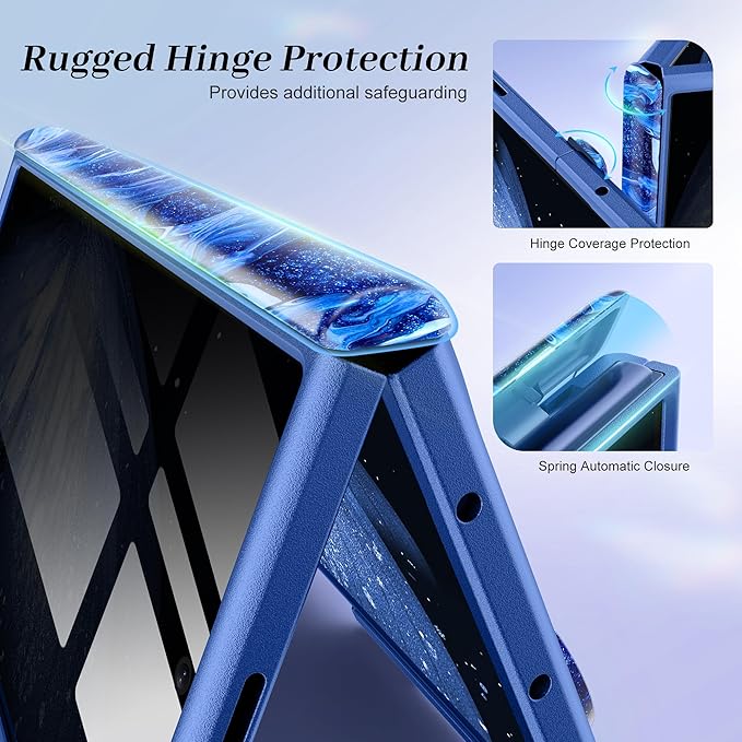 GVIEWIN for Z Fold 7 Case with Privacy Screen Protector [Compatible with Magsafe][Built-in Kickstand] Magnetic Full-Body Hinge Protection Slim Phone Case for Samsung Galaxy Z Fold 7, Star Abyss/Blue