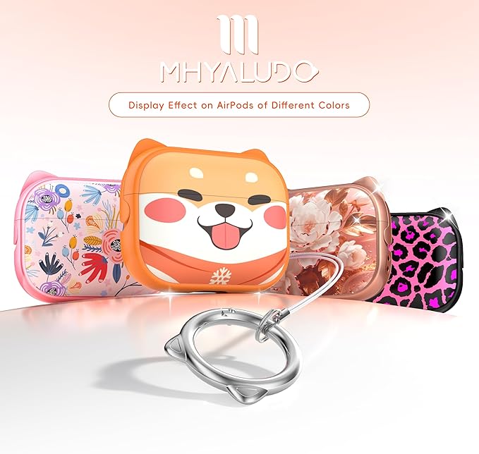 for AirPods Pro 2 Case with Cleaning Kit, Cute Cat Ear Print Design & Cute Buckle for Girls, Phone Holder & Top Safe Lock Buckle Design for AirPods Pro 2nd/1st Gen case, Orange Dog