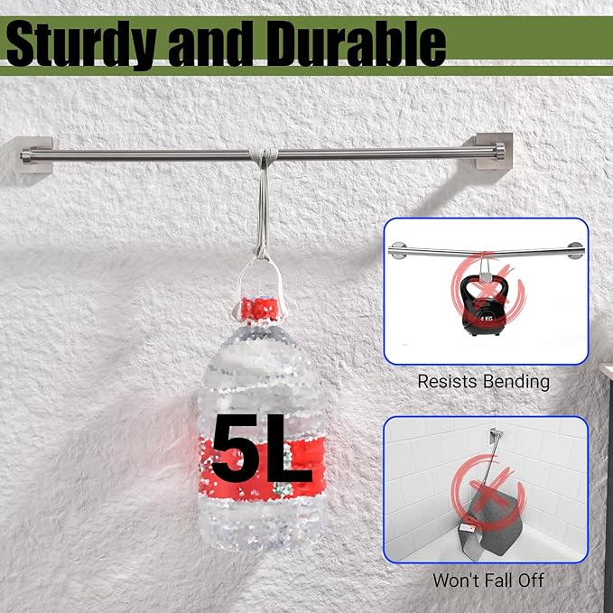 Miyili 24-Inch Durable Brushed Towel Bar, SUS 304 Stainless Steel Wall Mounted Bathroom Towel Holder, Total Length 26.38-Inch