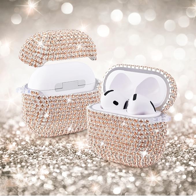 VISOOM Cute Jewelry Case for Airpods 4 Cases 2024 Cover Women, Sparkly Air pods 4 Gen Case Hard TPU Airpod Cases 4th Generation Glitter iPods 4 Cas with Bling Keychain for iPods Earbuds Airpods 4th