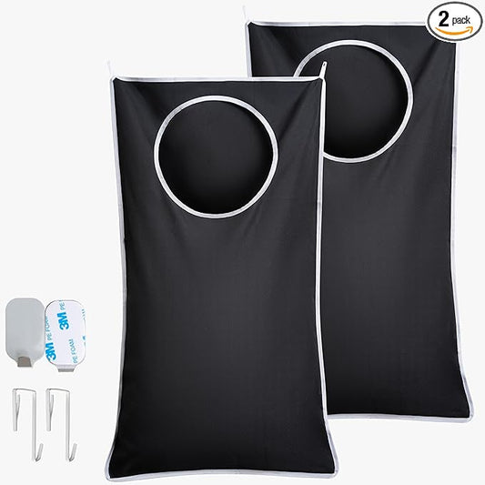 Hanging Laundry Hamper Bag XL 40x22", Space Saving over the Door Storage Bags, Behind the Door Hampers for Dirty Clothes & Wall Mounted Basket for Bathroom (2, Black)