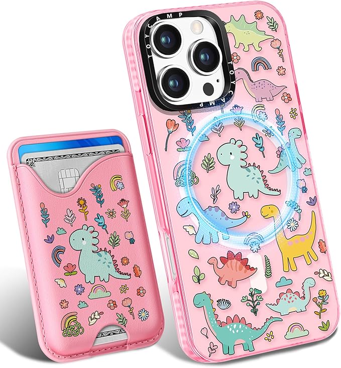 Toycamp for iPhone 16 Pro Max Case - Compatible with Magsafe Credit Card Holder Wallet Magnetic Cute Women Teen Girls Kawaii Girly Unique Animal Design Phone Cover for Apple 16 Promax 6.7"