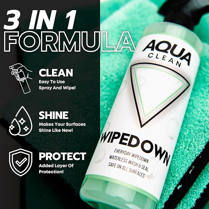 WIPEDOWN Ceramic Spray - 3-in-1 Waterless Wash & Quick Detailer | SiO2 Hydrophobic Coating | Marine Boat RV Car Detailing Polish | UV Protection High-Gloss Shine | USA Made | 16oz