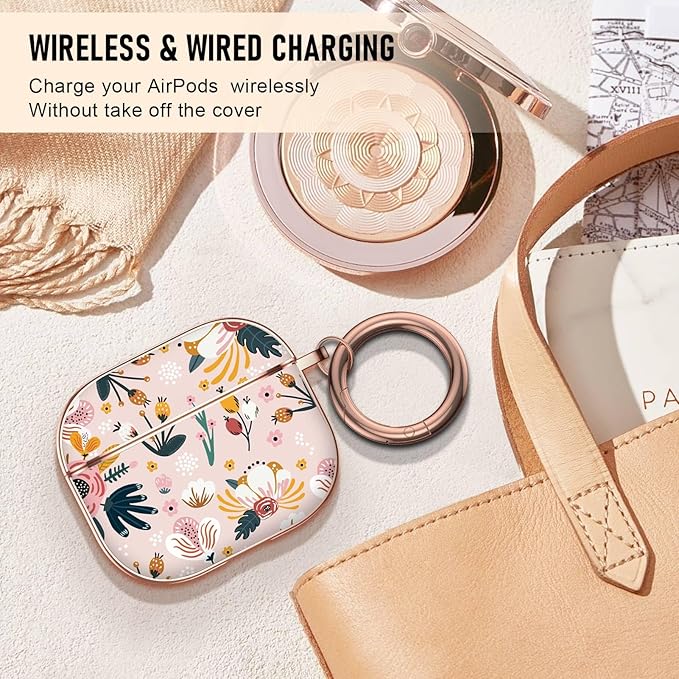Maxjoy for AirPods 3rd Generation Case, Compatible with Apple AirPods 3rd Charging Case, Pink Flowers
