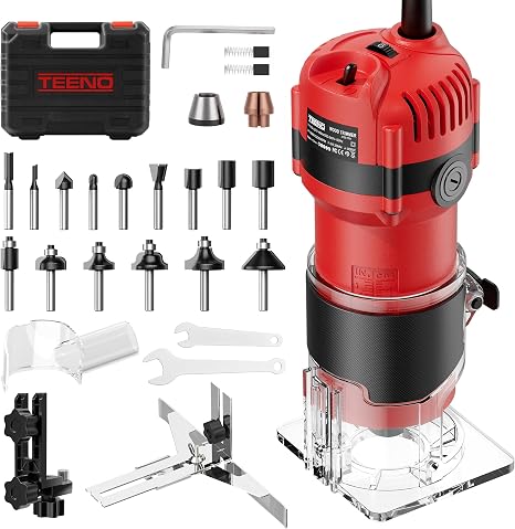 TEENO Router Tool, 1.25 HP 6.5 Amp Compact Wood Router Tool for Woodworking