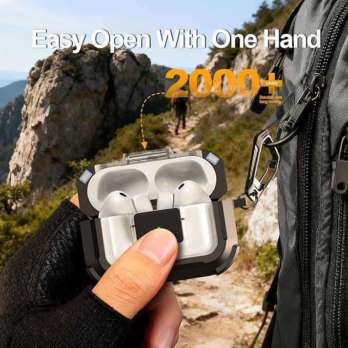 RFUNGUANGO for AirPods Pro 3 Case, Compatible with AirPods Pro 3 Generation Case (2025), Compatible with MagSafe, Magnetic Automatic Lock with Cleaner Kit and Keychain, Front LED Visible, Black