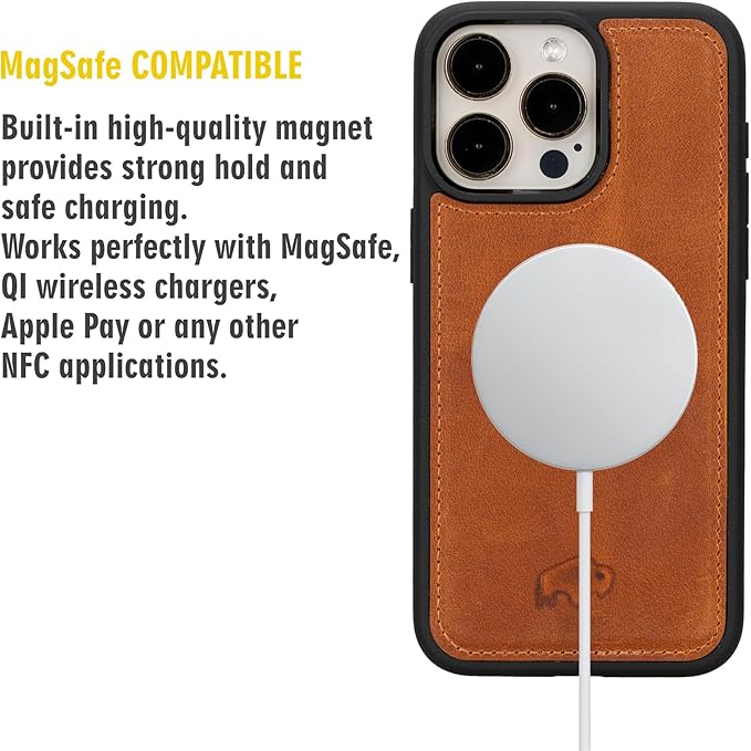 BLACKBROOK Leather Wallet Case for iPhone 15 Pro Max, Carter Premium Leather Magnetic 2-in-1 Wallet Set, Ready for MagSafe, RFID Protection, 4 Card Slots & ID Pocket, Compatible with iPhone 15 Pro Max