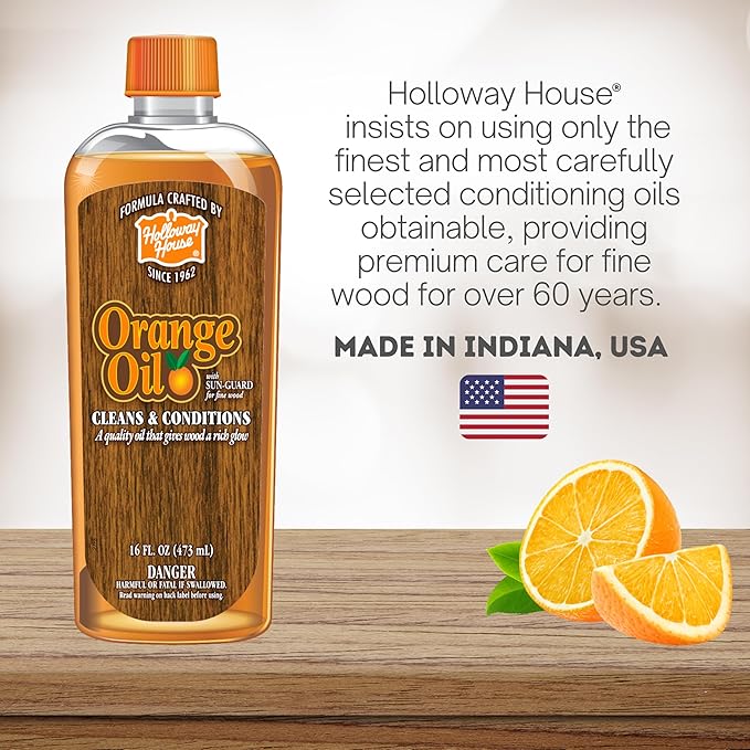 Holloway House Orange Oil Cleaner 16oz, 6Pk w/Sun-Guard for Fine Wood | Cleans & Conditions | Removes Soap Scum from Shower Doors, Stainless, Tile & Sinks | Natural Oil That Gives Wood a Rich Glow