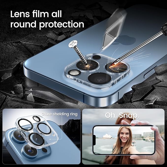 MOHAVE 2+2 Pack for iPhone 13 Pro Max Screen Protector 6.7" with Camera Lens Protector [Auto Alignment/Dust Removal] HD Clear Tempered Glass [Military Grade Shatterproof] Case Friendly
