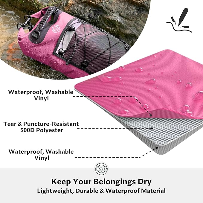 STOVER 5/10/25/30/40/55L Waterproof Dry Bag- Roll-Top Backpack w/Phone Case- Kayaking, Hiking, Camping, Boating- Men/Women
