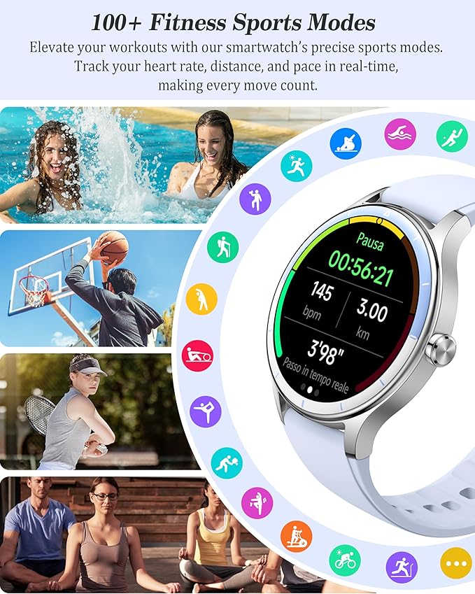 Smart Watch for Women, Ladies & Men, 1.27'' Fitness Watch [41mm case] with Call Receive/Dial, Heart Rate/Stress/Sleep Monitor, AI Voice, IP68 Waterproof Smartwatch with Calendar, Calculator, Games