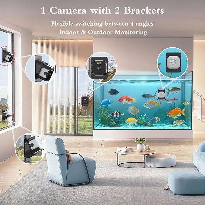 ANYQOO 3MP 2K Window Camera, Indoor/Outdoor Security 2.4GHz & 5GHz WiFi Camera for Home Security, ChroMax AI Color Night Vision, Person/Motion Detection, 24/7 Recording, Easy Install 1Pack