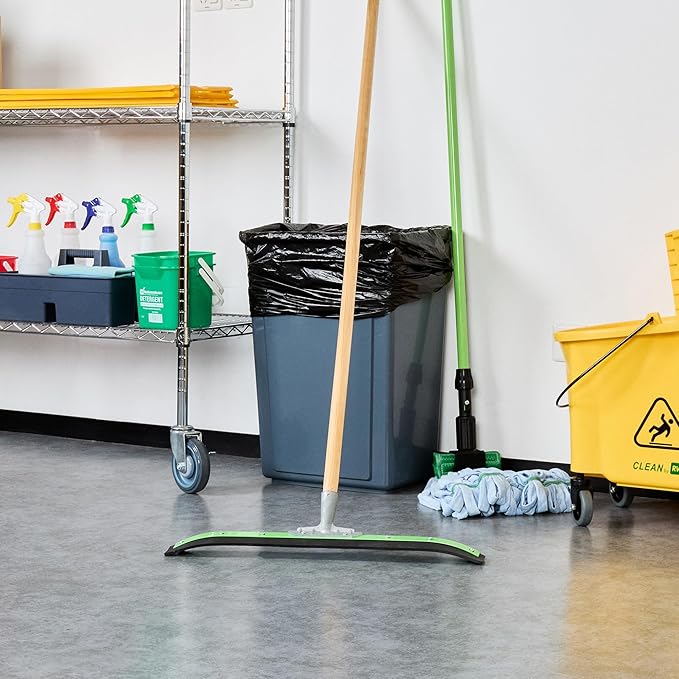 Restaurantware-SQUEEGEE ONLY: Clean Tek Professional 24 Inch Curved Floor Squeegee, 1 Broom With Rubber Blade - Handle Sold Separately, Heavy-Duty, Green Steel Wiper, Ideal For Floor, Tiles