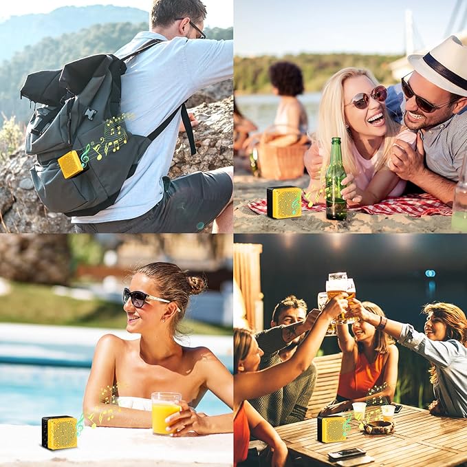 Portable Bluetooth Speakers, IPX6 Waterproof Wireless Outdoor Small Speaker with 24H Playtime, HD Stereo Bass, Bluetooth 5.3, Electronics for Home, Shower, Outdoors, Travel