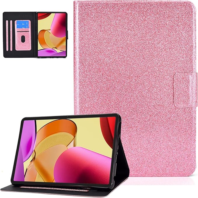 Dteck for Fire Max 11 Tablet Case 13th Generation 2023 11", PU Leather Protective Fold Stand Case with Auto Sleep Wake, Adjustable Viewing Angles, 3 Card Slots, Slim Thin Classic Cute Folio Case, Pink