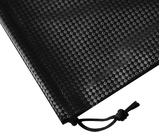 PALTERWEAR Tech-Weave PU-Coated Drawstring Bags (Set of 5) Water-Resistant, Directional-Stretch Travel Organizers for Gym, Shoes, Toiletries, Tech Gear - Durable, Wipe-Clean (Black 3D, 10 x 15 Inch)