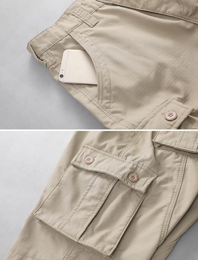 KOCTHOMY Men’s Fleece Lined Hiking Pants,Winter Outdoor Thermal Casual Work Cargo Pants with Multi Pockets, No Belt.