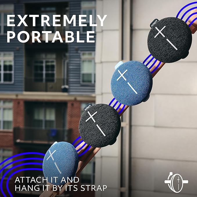 Ultimate Ears MINIROLL Ultra-Portable Waterproof Bluetooth Speaker, Big Bass, IP67 Dustproof, 131 ft (40 m) Range - Majestic Blue